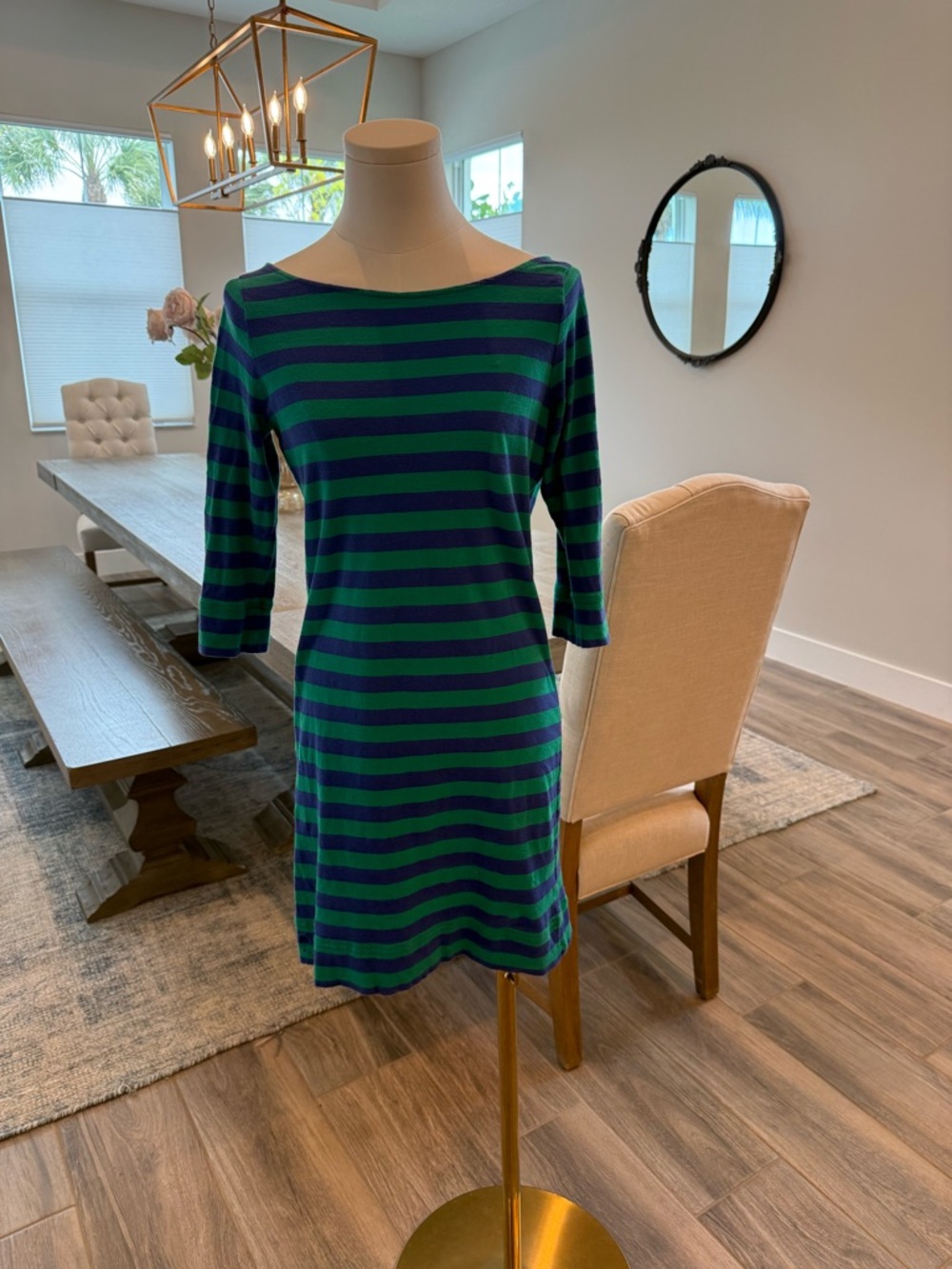 Lilly Pulitzer Green and Blue Striped Cotton Dress